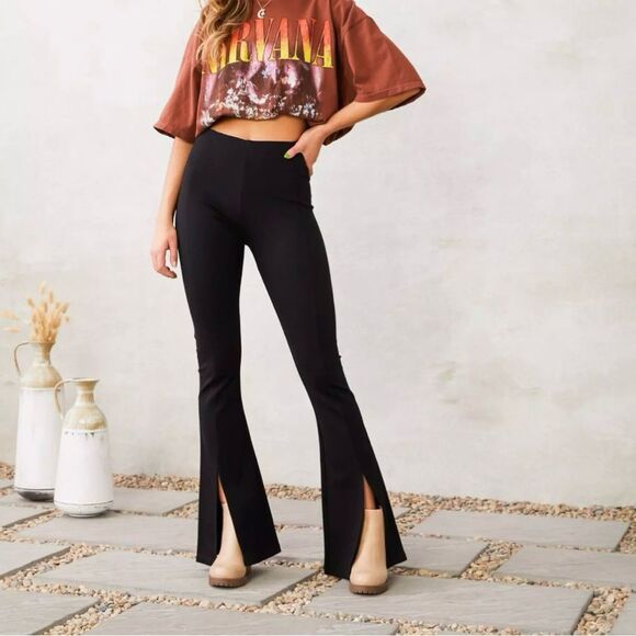 Juniors Front Split Pull-On Flare Pants Size L (12-14) | - Picture 1 of 13